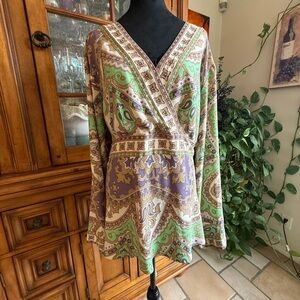 Lane Bryant Paisley Print Top in Mint Green, Lavender, Beige